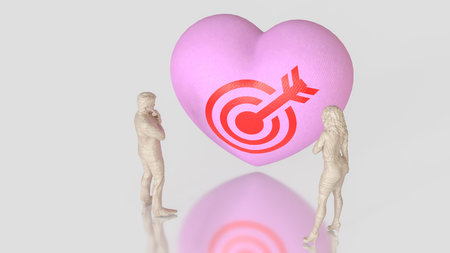 Heart and blue eye target for romance or love concept 3d Rendering.