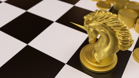 Unicorn Chess for Business concept 3d Rendering.の写真素材