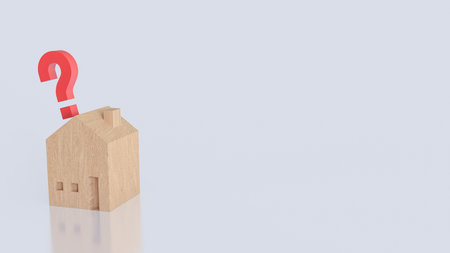 House on Red Question mark for Property or real estate concept 3d Rendering.の写真素材