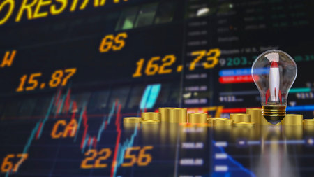 Rocket  in light bulb for Business concept 3d Rendering.の写真素材