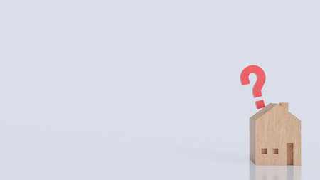 House on Red Question mark for Property or real estate concept 3d Rendering.の写真素材