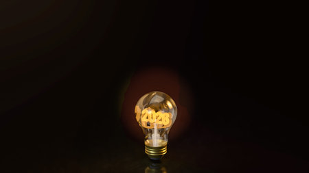 2026 in light bulb for Business concept 3d Rendering.