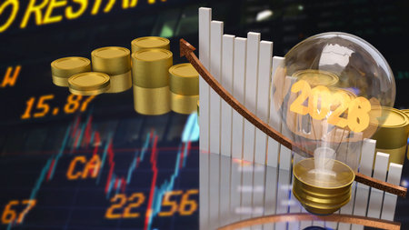 2026 in light bulb for Business concept 3d Rendering.