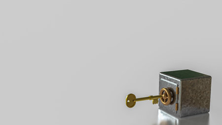Safe deposit box and Key  for Earn or Business concept 3d Rendering.の写真素材