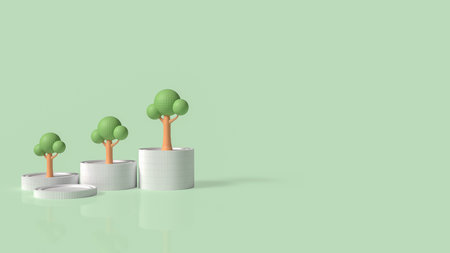 Tree and coins for Earn or Business concept 3d Rendering.の写真素材