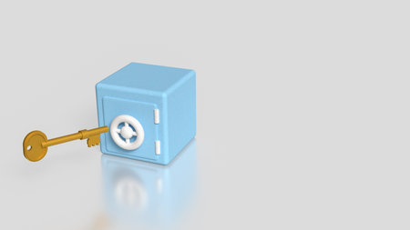 Safe deposit box and Key  for Earn or Business concept 3d Rendering.の写真素材