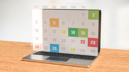 Calendar and laptop  for Business concept 3d Rendering.の写真素材