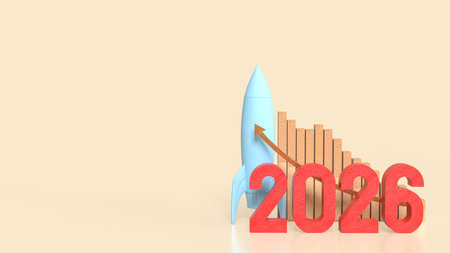 Rocket and 2026 Chart for Business concept 3d Rendering.の写真素材