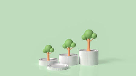 Tree and coins for Earn or Business concept 3d Rendering.
