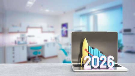Rocket and 2026 Chart for Business concept 3d Rendering.