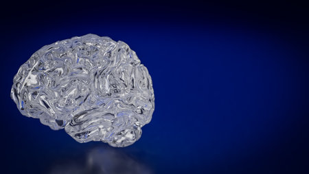 Crystal Brain on Dark blue background for Sci or Medical concept 3d Rendering.の写真素材