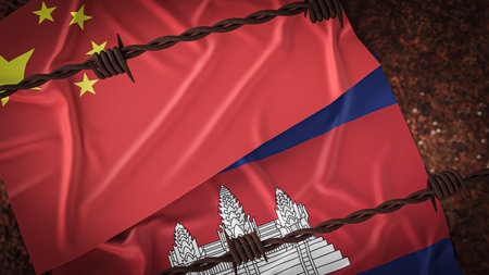 China and Cambodia flag for Background concept 3d rendering.の写真素材