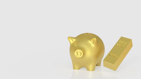 Piggy Bank and Gold Bar for Business concept 3d Rendering.の写真素材