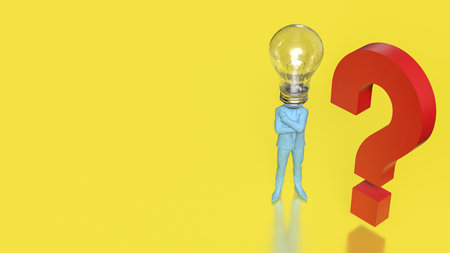 Blue Business man and  light bulb for Idea or creative concept 3d Rendering.の写真素材