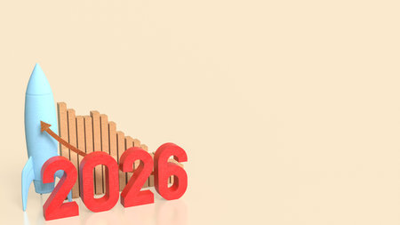 Rocket and 2026 Chart for Business concept 3d Rendering.の写真素材
