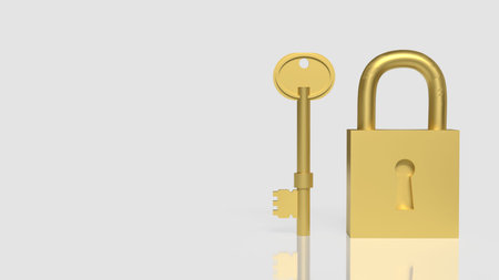 Gold key and master for security concept 3d Rendering.の写真素材