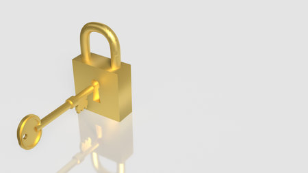 Gold key and master for security concept 3d Rendering.の写真素材