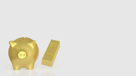 Piggy Bank and Gold Bar for Business concept 3d Rendering.の写真素材