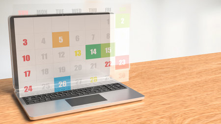 Calendar and laptop  for Business concept 3d Rendering.の写真素材