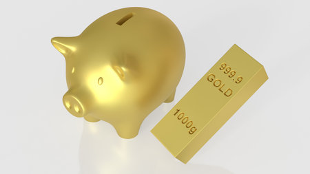 Piggy Bank and Gold Bar for Business concept 3d Rendering.の写真素材