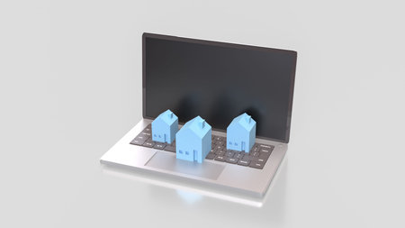 Blue house for Property or Building concept 3d Rendering.