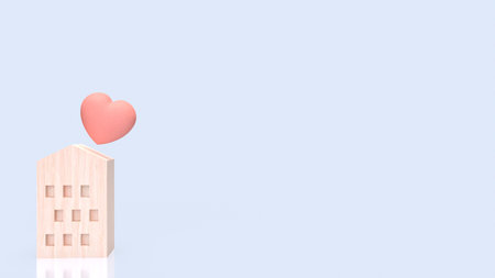 House and Heart for Family or property concept 3d Rendering.の写真素材