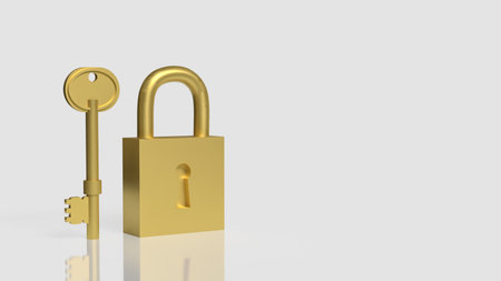Gold key and master for security concept 3d Rendering.の写真素材