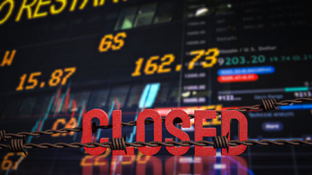 Red closed on Business Background 3d Rendering.