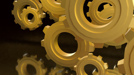Gold gear for engine or industrial  concept 3d Rendering.の写真素材