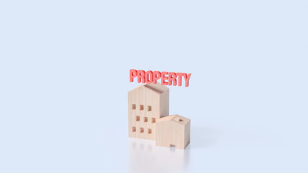 Wood house for Property or Building concept 3d Rendering.