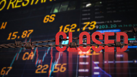 Red closed on Business Background 3d Rendering.の写真素材