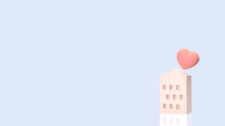 House and Heart for Family or property concept 3d Rendering.の写真素材
