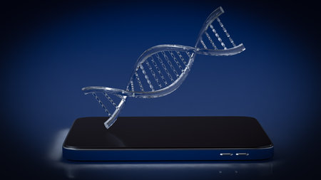 DNA and Mobile for Sci or technology concept 3d rendering.の写真素材