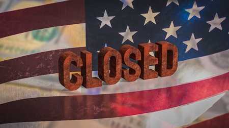 Rusty Closed on USA flag for Business concept 3d Rendering.の写真素材