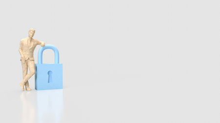 Man and Key for security or Business concept 3d Rendering.の写真素材