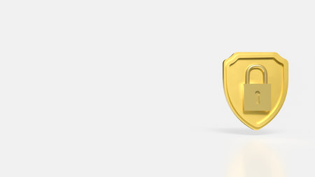 Gold Shield for security concept 3d Rendering.の写真素材