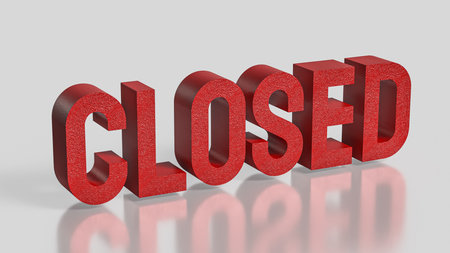 Red closed on White  Background 3d Rendering.の写真素材