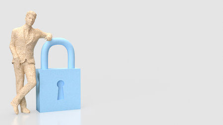 Man and Key for security or Business concept 3d Rendering.の写真素材
