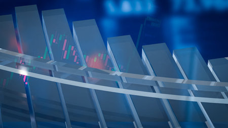 Chart and arrow for Business concept 3d Rendering.