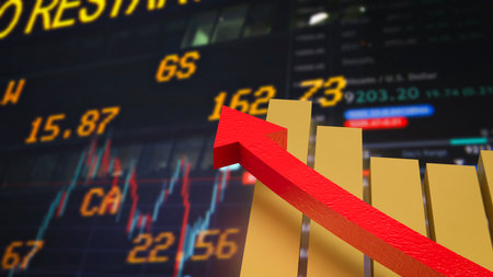 Chart and arrow for Business concept 3d Rendering.の写真素材