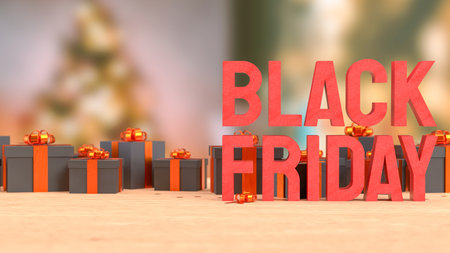 Luxury black gift boxes with shiny orange ribbons and bows, elegant holiday presents for celebration, Christmas, or special occasions, premium background with warm light.の写真素材