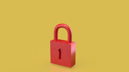 Red Key on yellow Background for security or Business concept 3d Rendering.の写真素材