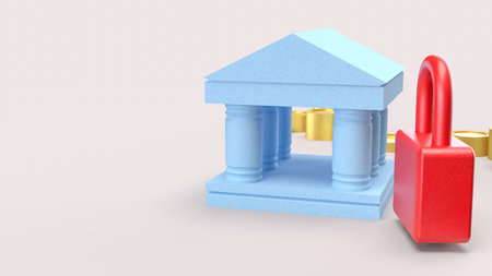 Bank and Red Key for Business concept 3d Rendering.の写真素材