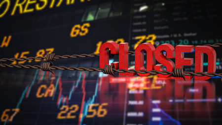 Red closed on Business Background 3d Rendering.の写真素材