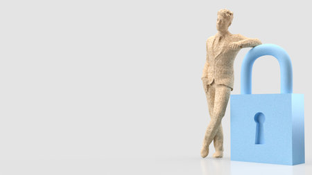 Man and Key for security or Business concept 3d Rendering.の写真素材