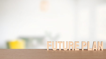 Wooden block with text FUTURE PLAN on table, motivation and business concept for goal setting,...