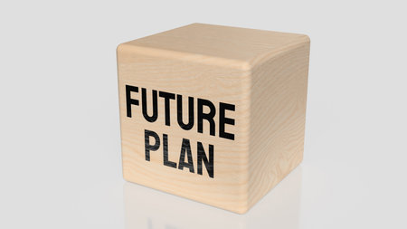 Wooden block with text FUTURE PLAN on table, motivation and business concept for goal setting, career vision, life planning, and success strategy idea in soft light background.の写真素材
