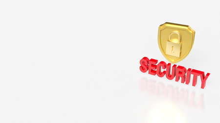 Gold Shield for Business or security concept 3d Rendering.の写真素材