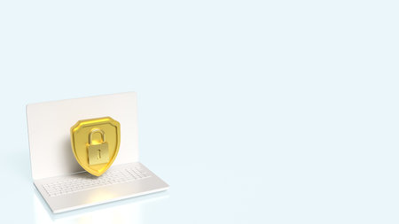 Gold Shield and note book for Business or security concept 3d Rendering.の写真素材