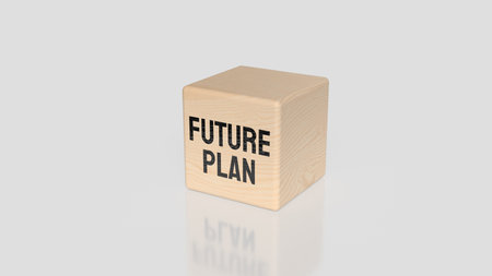 Wooden block with text FUTURE PLAN on table, motivation and business concept for goal setting, career vision, life planning, and success strategy idea in soft light background.の写真素材